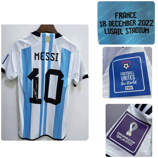 Argentina Home Kit 2022 Signed Messi