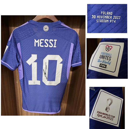 Argentina Away Kit 2022 Signed Messi